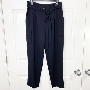 Drew Anthropologie Black Tie Waist Cargo Dress Pants Size 2